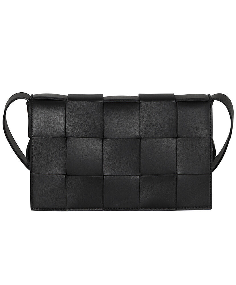 Cassette Intreccio Leather Cross-body Bag Black